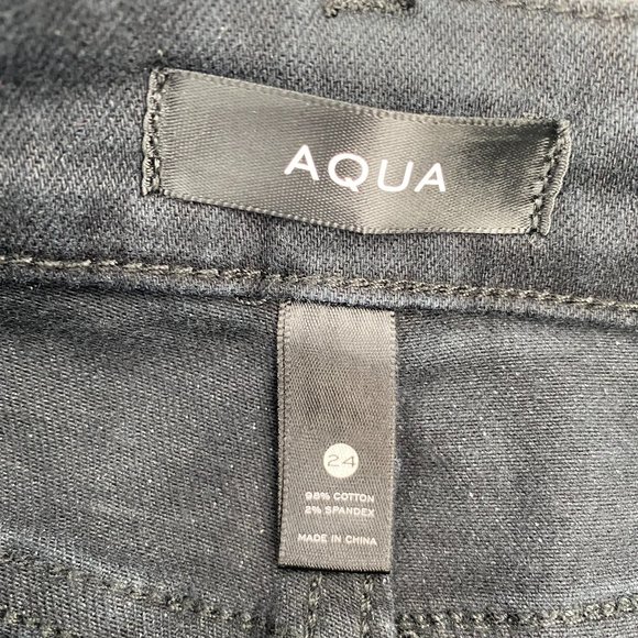 Aqua NWT Bloomingdale's Coated Jackie MId Rise Skinny Jeans Zip Fly Black New - Picture 8 of 9